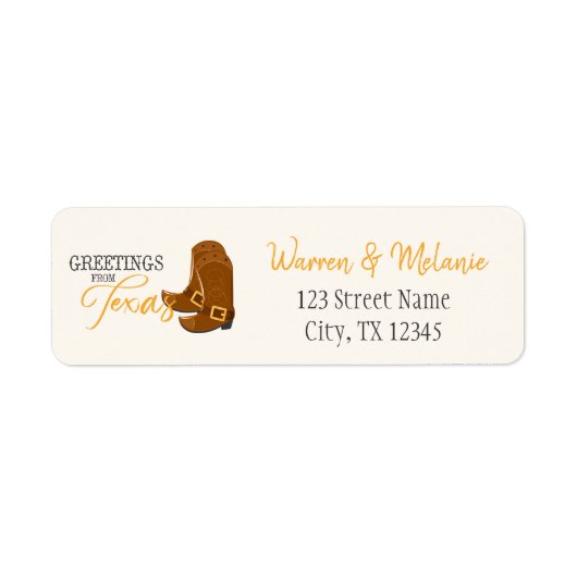 Greetings uit Texas Address Etiket (Voorkant)