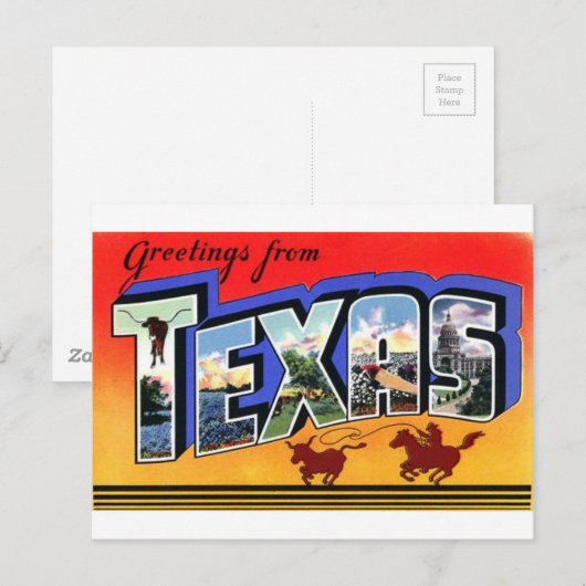 Greetings uit Texas Briefkaart (Voorkant / Achterkant)