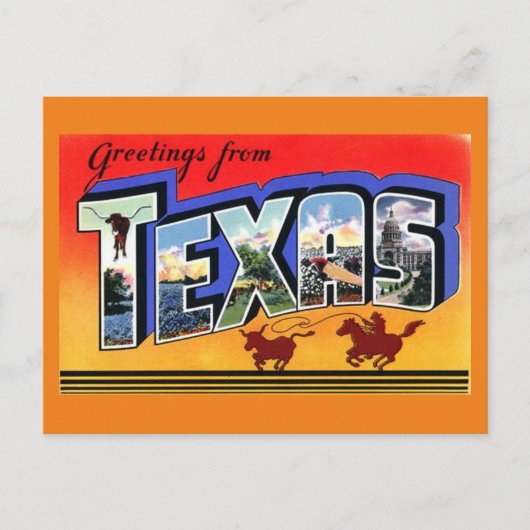 Greetings uit Texas Briefkaart (Voorkant)