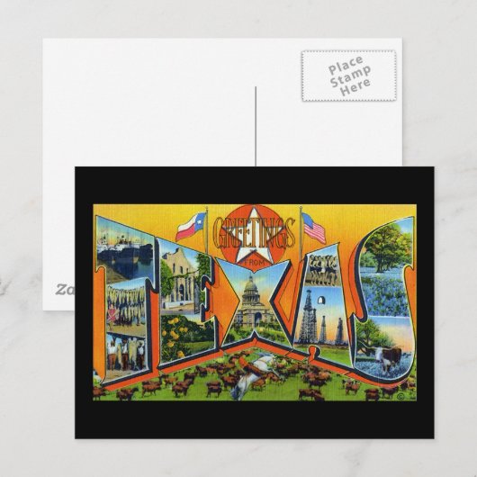 Greetings uit Texas Briefkaart (Voorkant / Achterkant)