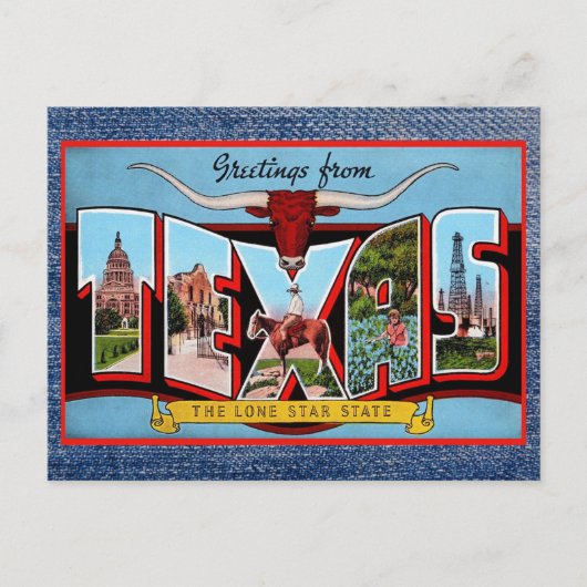 Greetings uit Texas Travel Briefkaart (Voorkant)