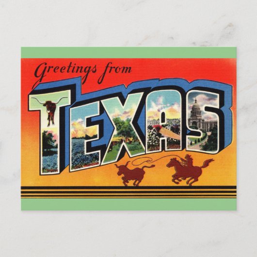 Greetings uit Texas Travel Briefkaart (Voorkant)