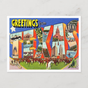 Greetings uit Texas Vintage Travel Briefkaart