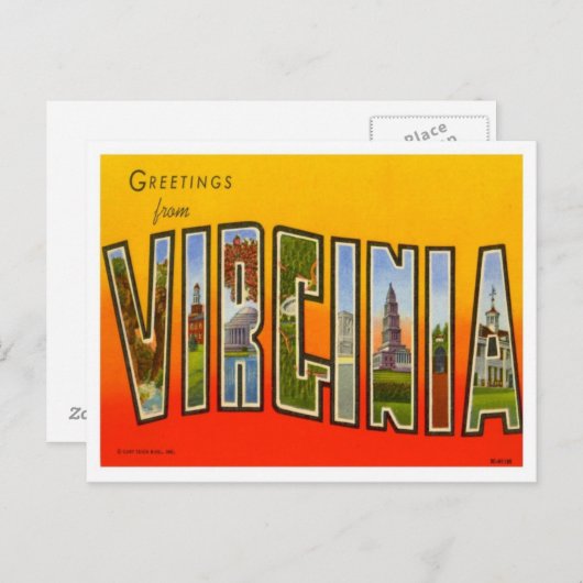 Greetings uit Virginia Briefkaart (Voorkant / Achterkant)