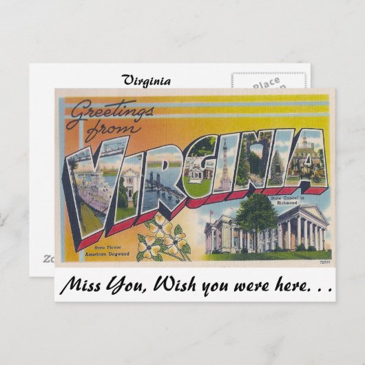 Greetings uit Virginia Briefkaart (Voorkant / Achterkant)