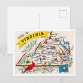 Greetings uit Virginia Map Vintage Travel Briefkaart (Voorkant / Achterkant)