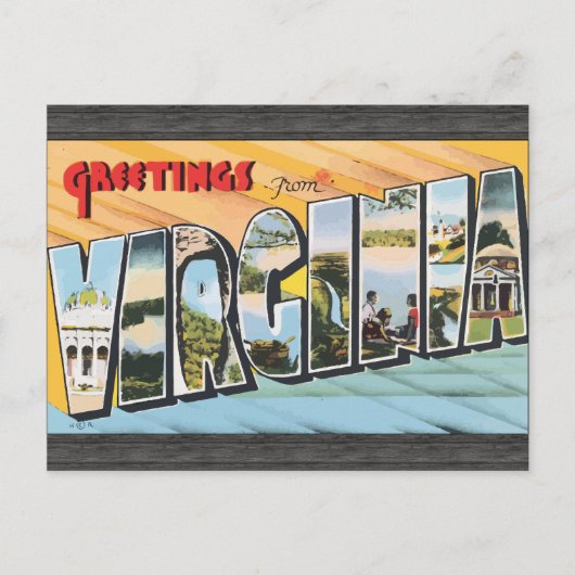 Greetings uit Virginia, Vintage Briefkaart (Voorkant)