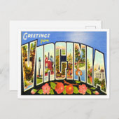 Greetings uit Virginia Vintage Travel Briefkaart (Voorkant / Achterkant)