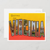 Greetings uit Virginia Vintage Travel Briefkaart (Voorkant / Achterkant)