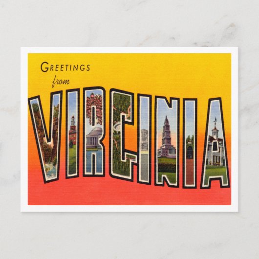 Greetings uit Virginia Vintage Travel Briefkaart (Voorkant)