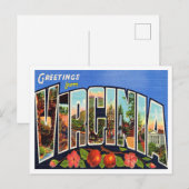 Greetings uit Virginia Vintage Travel Briefkaart (Voorkant / Achterkant)