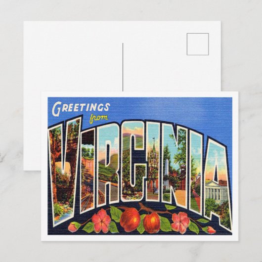 Greetings uit Virginia Vintage Travel Briefkaart (Voorkant / Achterkant)