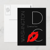 Greetings uit Washington D.C. Red Lipstick Kiss Briefkaart (Voorkant / Achterkant)