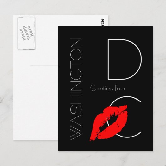 Greetings uit Washington D.C. Red Lipstick Kiss Briefkaart (Voorkant / Achterkant)
