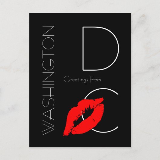 Greetings uit Washington D.C. Red Lipstick Kiss Briefkaart (Voorkant)