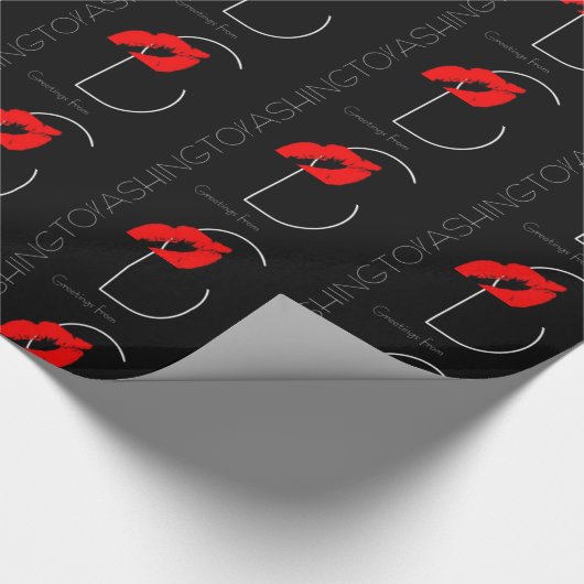 Greetings uit Washington D.C. Red Lipstick Kiss Cadeaupapier (Hoek)