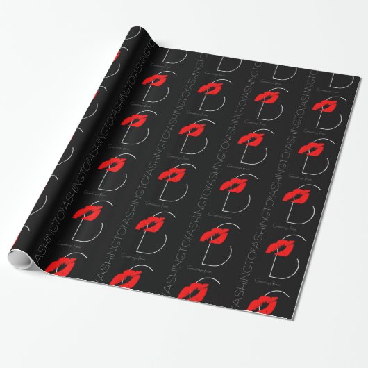 Greetings uit Washington D.C. Red Lipstick Kiss Cadeaupapier (Uitgerold)