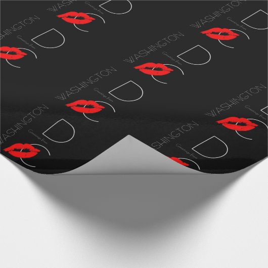 Greetings uit Washington D.C. Red Lipstick Kiss Cadeaupapier (Hoek)