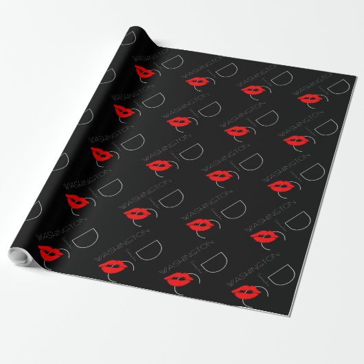 Greetings uit Washington D.C. Red Lipstick Kiss Cadeaupapier (Uitgerold)