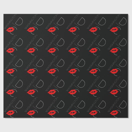 Greetings uit Washington D.C. Red Lipstick Kiss Cadeaupapier (Vlak)
