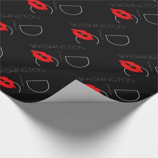 Greetings uit Washington D.C. Red Lipstick Kiss Cadeaupapier (Hoek)