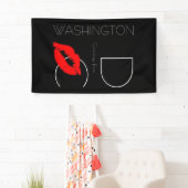 Greetings uit Washington D.C. Red Lipstick Kiss Spandoek (Insitu)