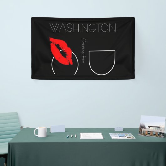 Greetings uit Washington D.C. Red Lipstick Kiss Spandoek (Beurs)