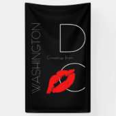 Greetings uit Washington D.C. Red Lipstick Kiss Spandoek (Verticaal)