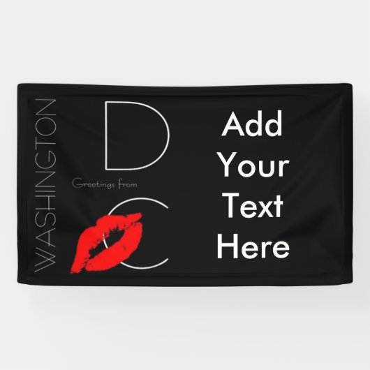 Greetings uit Washington D.C. Red Lipstick Kiss Spandoek (Horizontaal)