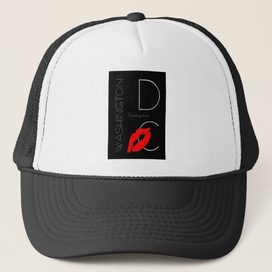 Greetings uit Washington D.C. Red Lipstick Kiss Trucker Pet (Voorkant)