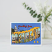 Greetings uit Washington D.C. Vintage Travel Briefkaart (Staand voorkant)