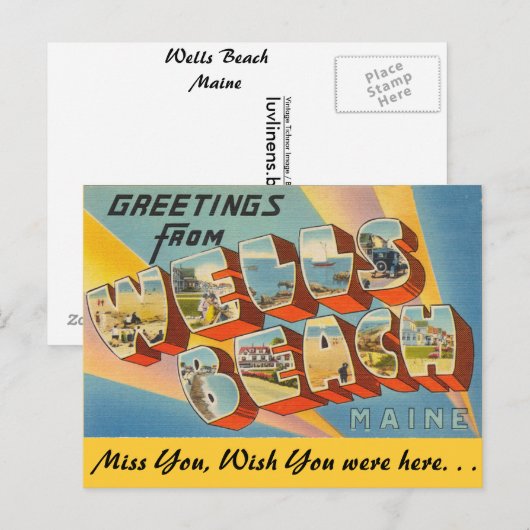 Greetings uit Wells Beach Briefkaart (Voorkant / Achterkant)