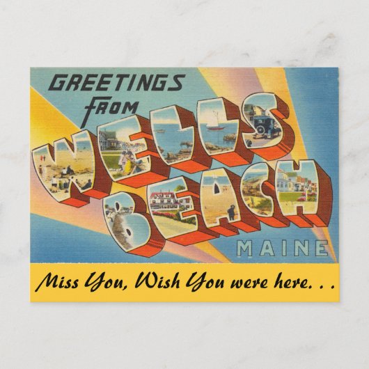 Greetings uit Wells Beach Briefkaart (Voorkant)