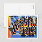 Greetings uit Wisconsin Dells, Wisconsin Travel Briefkaart (Voorkant / Achterkant)