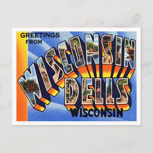 Greetings uit Wisconsin Dells, Wisconsin Travel Briefkaart (Voorkant)