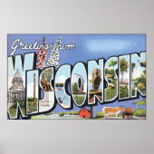 Greetings uit Wisconsin, Vintage Poster (Voorkant)