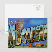 Greetings uit Wisconsin WI USA Briefkaart (Voorkant / Achterkant)