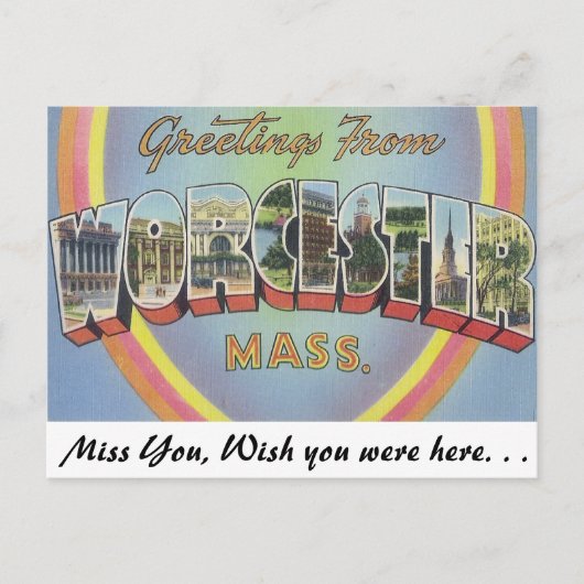 Greetings uit Worcester, Massachusetts Briefkaart (Voorkant)
