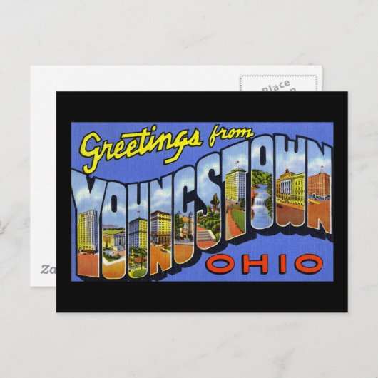 Greetings uit Youngstown Ohio Briefkaart (Voorkant / Achterkant)
