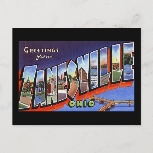 Greetings uit Zanesville Ohio Briefkaart (Voorkant)