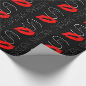 Greetings uit Zweden Red Lipstick Kiss Black Cadeaupapier (Hoek)