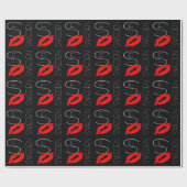 Greetings uit Zweden Red Lipstick Kiss Black Cadeaupapier (Vlak)