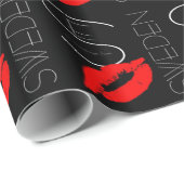 Greetings uit Zweden Red Lipstick Kiss Black Cadeaupapier (Rol Hoek)