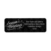 Greetings van Black and White Damask Season Etiket (Voorkant)