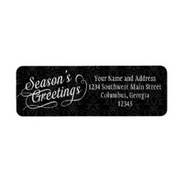 Greetings van Black and White Damask Season Etiket