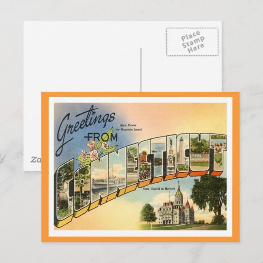 Greetings van Connecticut Briefkaart (Voorkant / Achterkant)
