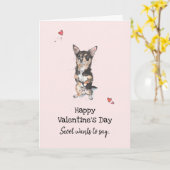 Greetings van de Valentijn Black and Tan Chihuahua Kaart (Gele Bloem)