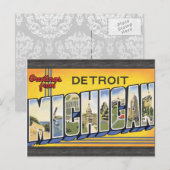 Greetings van Detroit Michigan, Briefkaart (Voorkant / Achterkant)