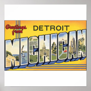 Greetings van Detroit Michigan, Poster