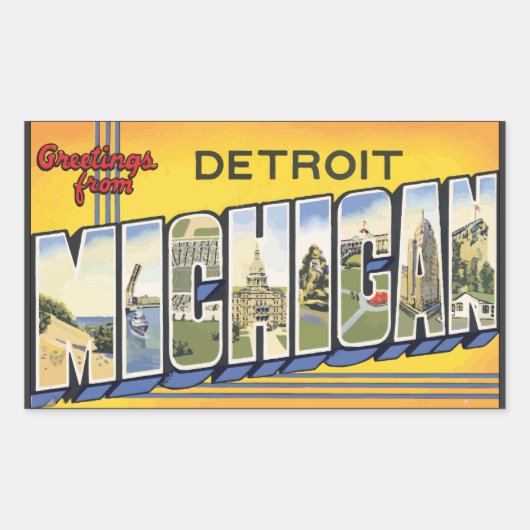 Greetings van Detroit Michigan, Rechthoekige Sticker (Voorkant)